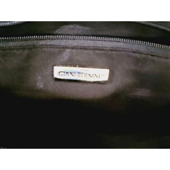 Giani Bernini Black Leather Bag Purse White Stitching‎ Silver Hardware Vintage - Picture 11 of 16
